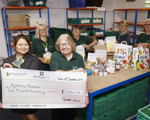 £5,000 to Aylesbury Foodbank from Barratt David Wilson Homes