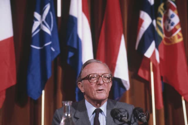 Lord Carrington (Peter Carington), Secretary General of NATO, Brussels, circa 1985. (Photo by Paul Marneff/Isopress/Keystone/Getty Images)