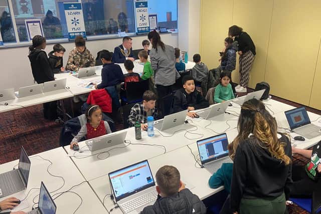 Children taking part in the free coding activities
