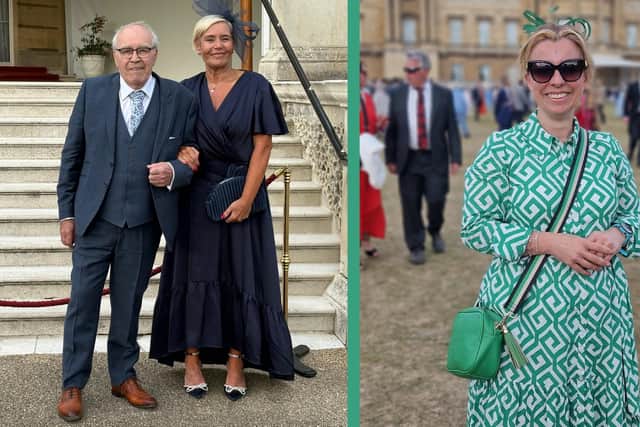 From left, Helen Bewley pictured with her Dad and right, Luisa Clark.