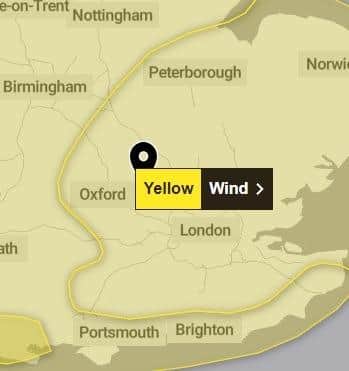 The Met Office has issued a Yellow Warning for the area