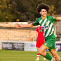 Rocko Tamplin celebrates his first goal on Saturday. Photo: Mike Snell.