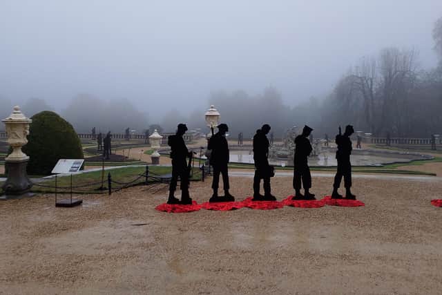 It was a wet morning as the silhouettes, which are located around the manor's grounds, were unveiled