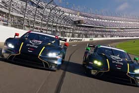 Ross Gunn (left) pictured in action at Florida's Daytona International Speedway for the Heart of Racing Aston Martin team.