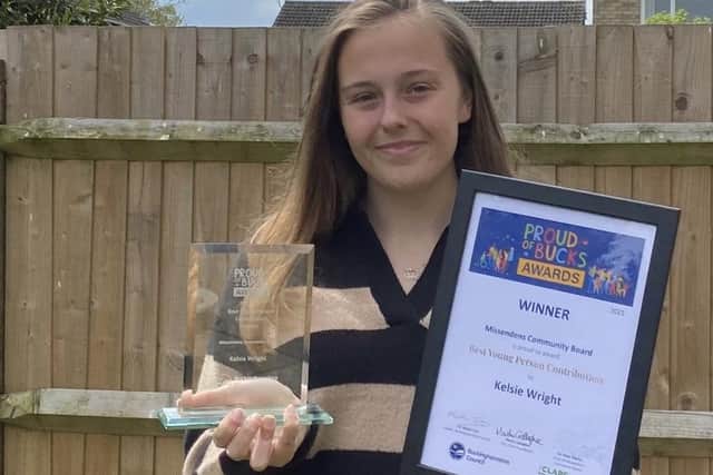 Kelsie Wright with her Proud of Bucks award