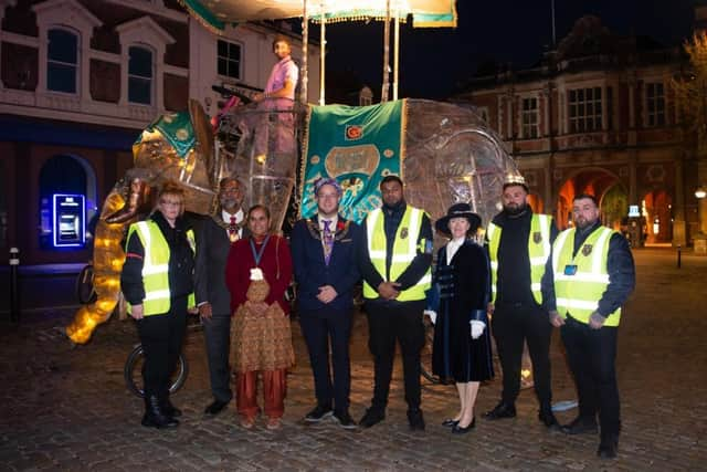 Councillor Dev Dhillon, Councillor Tim Dixon High Sheriff of Buckinghamshire, Debbie Brock, photo from Derek Pelling