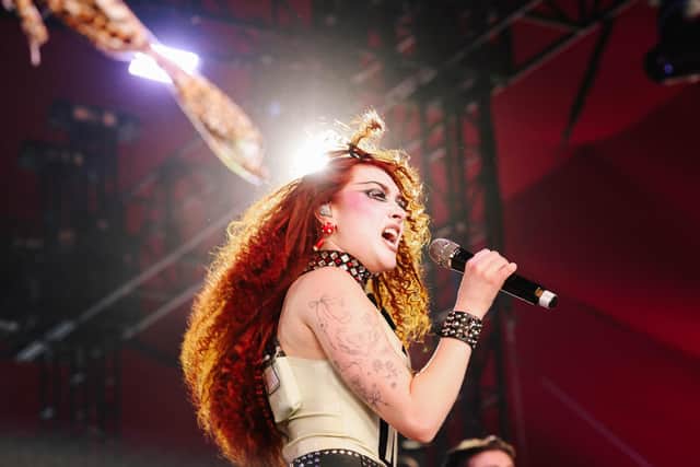 Chappell Roan performs during the first day at the Coachella Festival in Indio, California in April