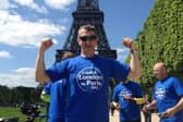 Chris Matthews completing the London to Paris ride in 2012