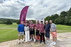 The winning team, 2 Gunners 2 Cannons, with staff from EIC Insurance and the Chilterns Neuro Centre