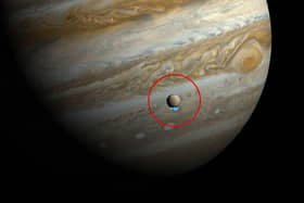 Europa or "Jupiter II" is the smallest of the four Galilean moons orbiting Jupiter, with this moon orbiting at about 417,000 miles from the gas giant.