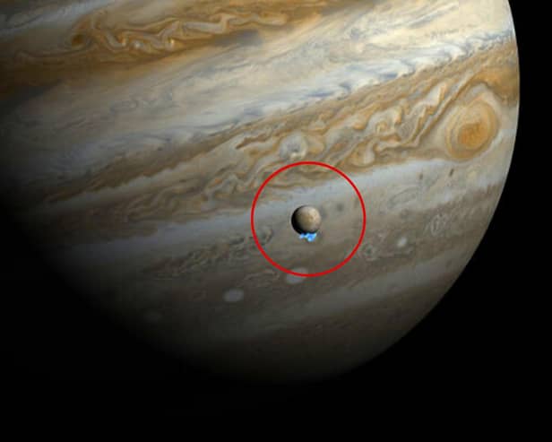 Europa or "Jupiter II" is the smallest of the four Galilean moons orbiting Jupiter, with this moon orbiting at about 417,000 miles from the gas giant.