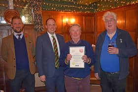 Tom Jenkinson, Chiltern Brewery; Greg Smith MP; Robert Watson (former licensee of Rose and Crown, Saunderton and founding committee member); David Roe (longest- serving local CAMRA chairman of the past 50 years.)