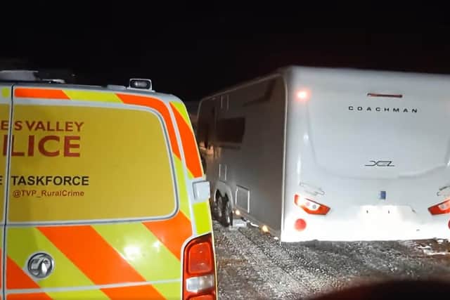 TVP Rural Crime Taskforce officers seize a caravan stolen from West Mercia