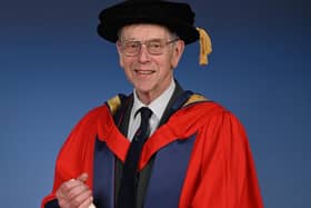 Roger Jefcoate receives his honorary doctorate. Photography by Marston Events