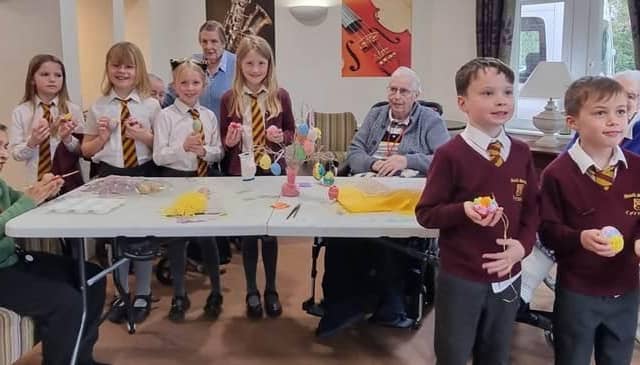 Residents at Maids Moreton Hall enjoyed Easter crafts with pupils from Maids Moreton Church of England School.