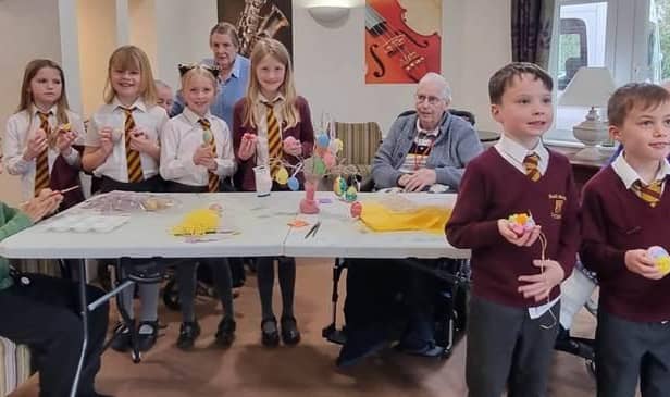 Residents at Maids Moreton Hall enjoyed Easter crafts with pupils from Maids Moreton Church of England School.