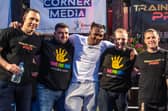 Linus Udofia (centre, in white) - pictured last year at a Pegasus charity event - was beaten in his British Middleweight title fight on a split decision