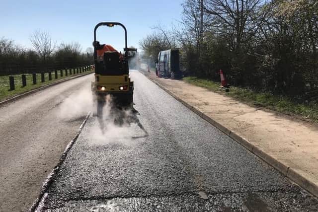 Road resurfacing work being carried out in Bucks