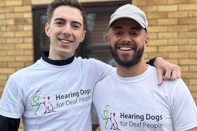 Adam and Dan Griffin preparing for their marathon challenge.