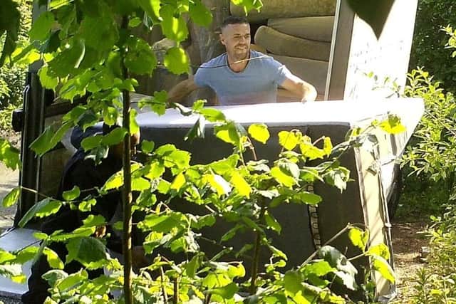 Mills was caught on camera dumping the sofa in a lay-by