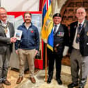 Leighton Buzzard Town Mayor, David Bligh, then RBL Standard Bearer & Branch Chairman, Stuart Clarke, RBL Branch President, Cllr Mark Freeman and Taylor Wimpey's Jake Kirby