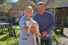 Denise Lovie, left, is taking part in a skydive to raise funds for a new digital sensory table for residents at Swan House Care Home in Winslow