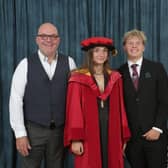 Olivia Newman-Baronius and her family celebrating at Buckinghamshire New University
