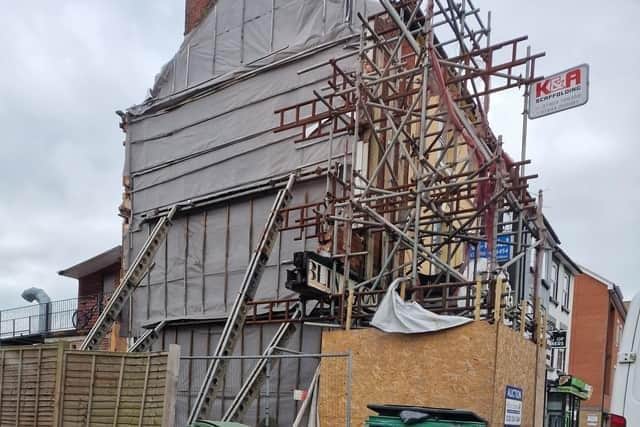 The scaffolding has been in place for nearly seven years