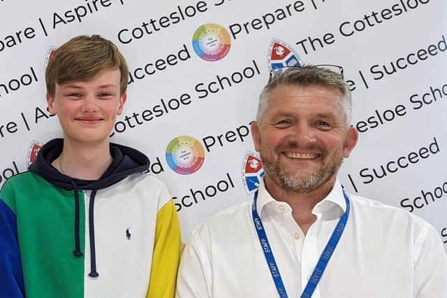 Daniel Thurston pictured with headteacher Simon Jones