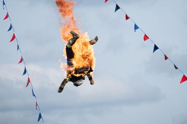 Yes, really he did fly through the air in flames. ©Amanda Hawes