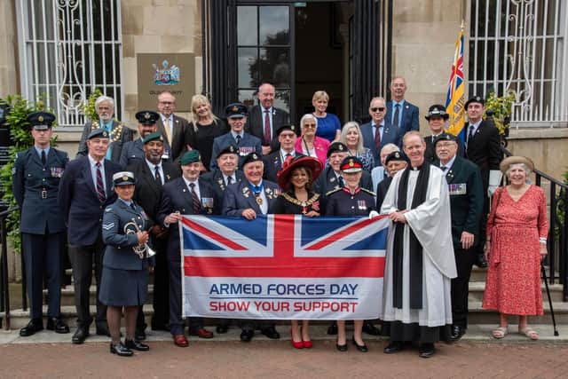 Armed Forces Day flag raising ceremony (led by Council chairman Mimi Harker) outside the Old Crown Court in Aylesbury.