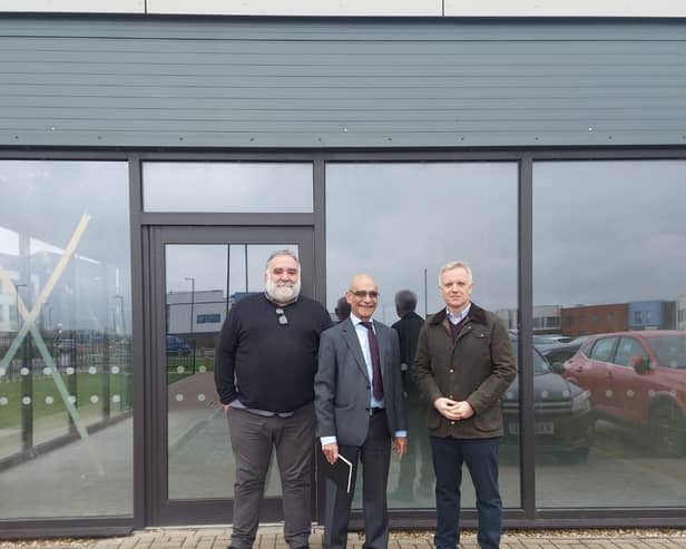 Councillor Ashley Waite, Haz Modi, and Rob Butler MP, photo from Ashley Waite