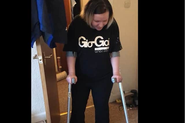 Zoe is determined to shed her crutches