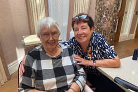 L to R - Resident, Gaenor Peploe-Williams and Avondale receptionist, Lyn Greenfield