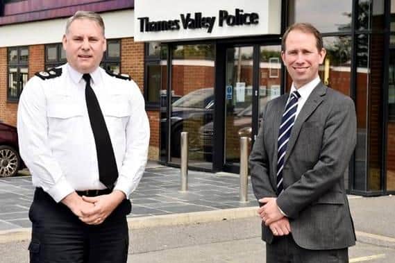 Police and Crime Commissioner for Thames Valley, Matthew Barber pictured with Chief Constable, John Campbell, left