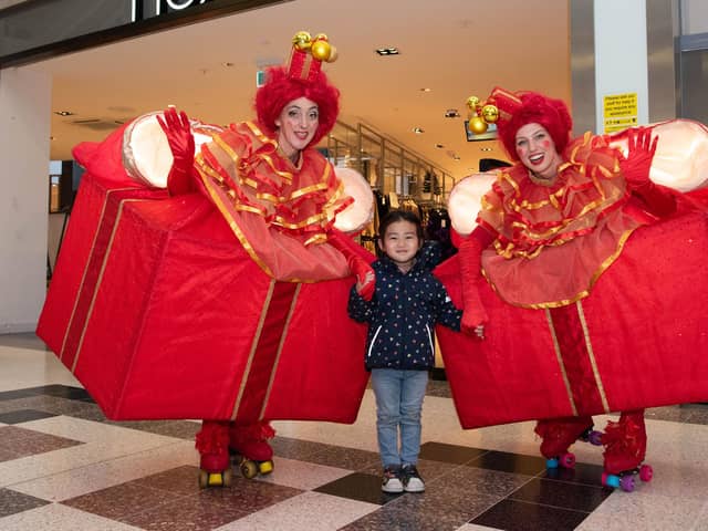 Aylesbury - Christmas on the Cobbles - lights switch on and illuminated parade - Friars Square put on a festive walkabout
