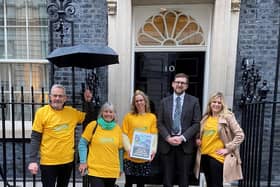 Campaigners with Thame MP, Freddie van Mierlo, outside 10 Downing Street