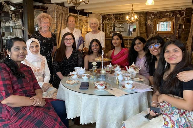 Overseas students with Friends of the University of Buckingham at Buckingham Tea Room