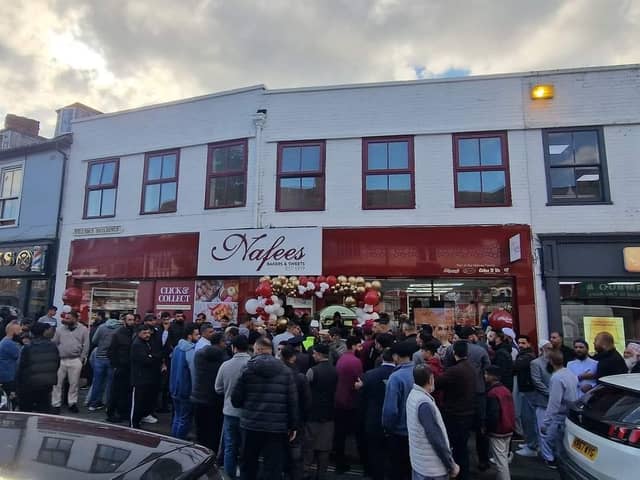 A large crowd gathered for the store's opening day