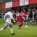 Risborough Rangers in action at the BEP Stadium on Saturday in front of a record league crowd of 410 against rivals New Salamis Picture by Charlie Carter.