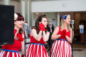 The Candy Girls singing at Friars Square, photo by Derek Pelling
