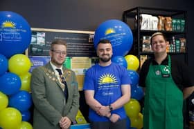 Aylesbury Mayor Councillor Tim Dixon, Nic Willoughby Fund chairman Cam Southgate, and Andrew Garniec Starbucks Aylesbury general manager