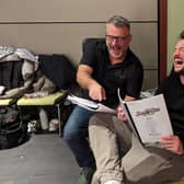Andy Collins and James Bye learning the script
