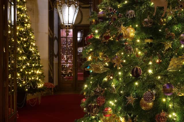 Christmas decorations inside Waddesdon Manor