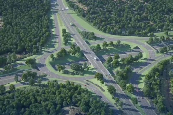 The new roundabout currently being constructed on the M25