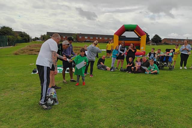 Younger players enjoyed the bouncy castle