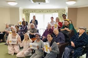 Residents and staff at Juniper House care home enjoy their pyjama day