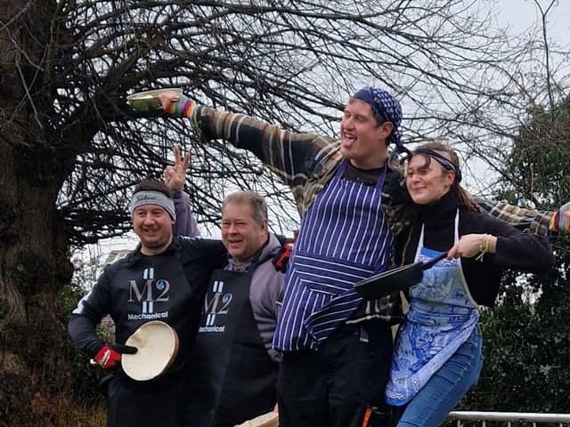 Pancake Race podium winners - adult relay