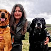 Rachel Bean with her dogs Chilli and Wisp.