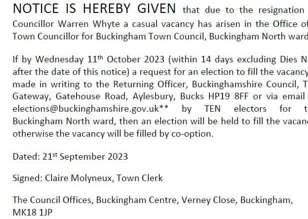 Notice of Vacancy